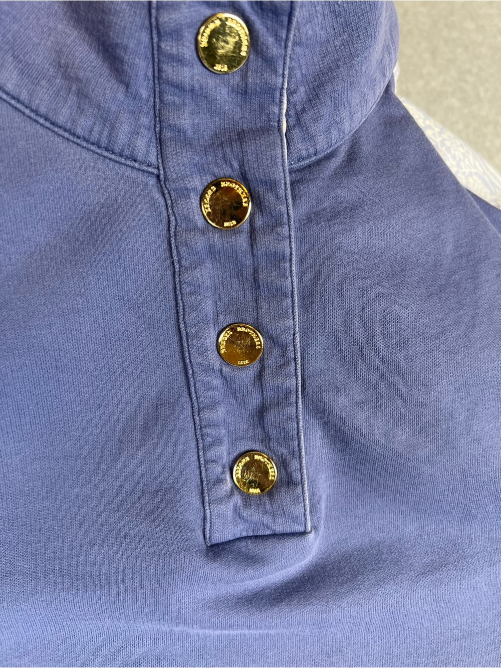 Brooks Brothers Pullover Cornflower Blue Patterned Accents Gold Snap Buttons - Picture 9 of 13